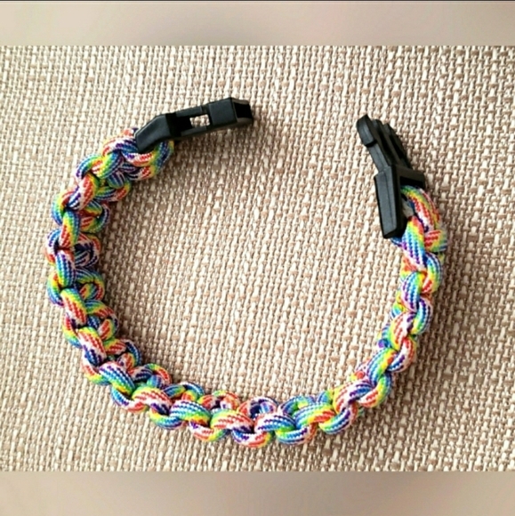 Rainbow Braided Paracord Rope Bracelet Buckle Clasp Red Blue Green Purple MBr30 - Picture 4 of 4